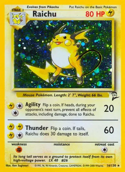 Raichu • Holo Rare • 16 Base Set 2